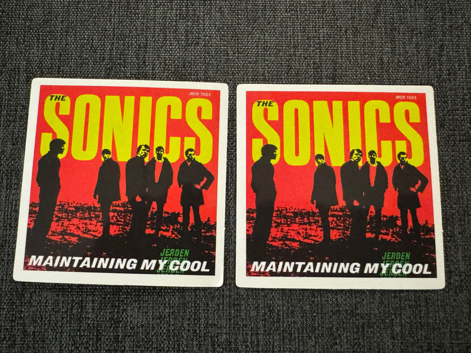 Lot (2) THE SONICS 2 1/2″ x 2 1/2″ Band STICKERS Red White FAST! FREE SHIP!