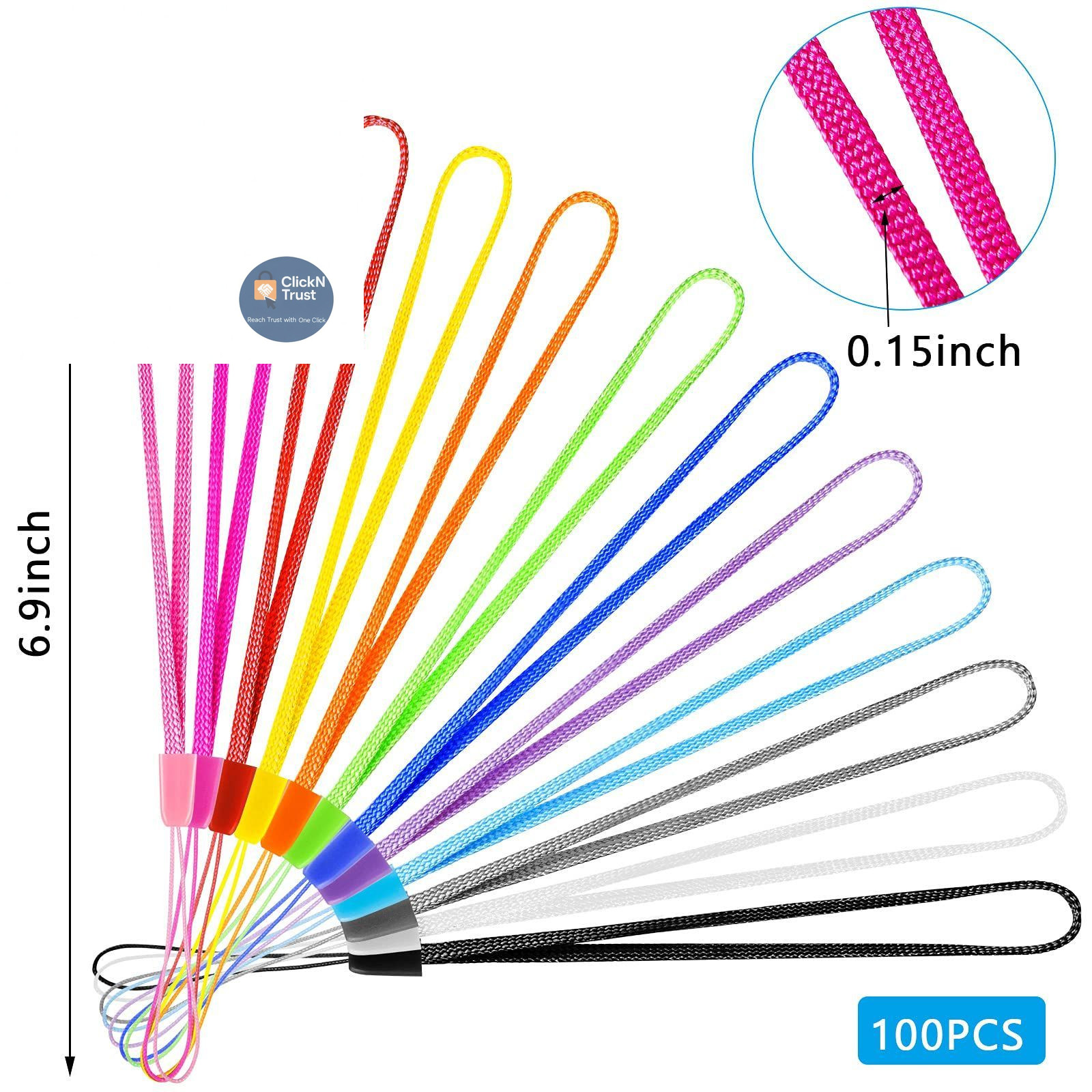 Shappy 100 Pcs Hand Wrist Strap Lanyard 6.9 x 0.15 x 0.04 inch, Multicolor