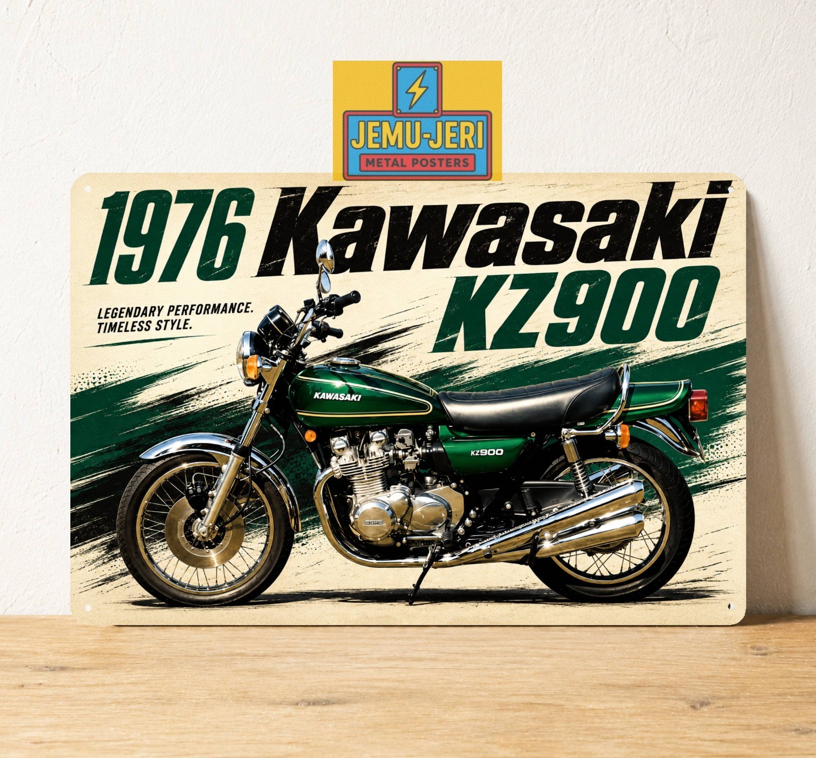 1976 Kawasaki KZ900 Classic Motorcycle Metal Poster Tin Sign Garage Wall Art