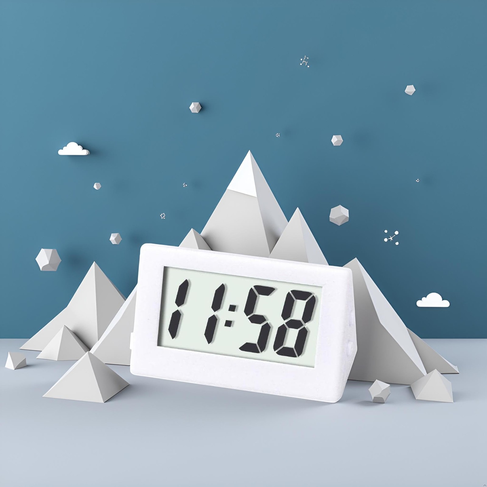 1PC White Mini Small Car Desk Digital Clock Watch Gauges Mini Digital LCD Screen