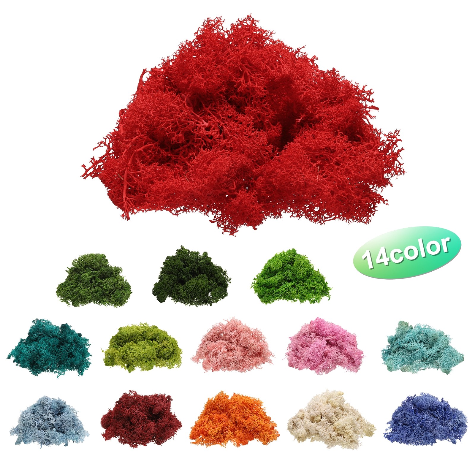Preserved Reindeer Moss, 4 OZ Fake Moss for Crafts (Red)