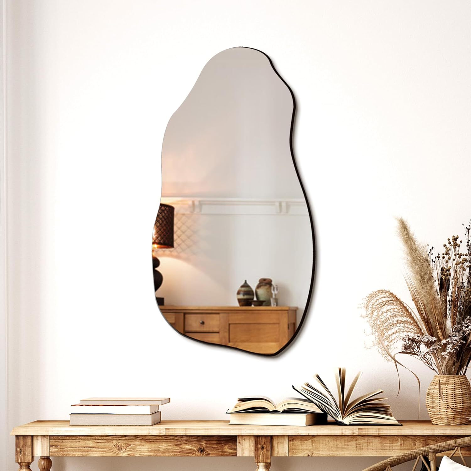 Irregular and asymmetrical wall mirror, modern decorative mirror hanging