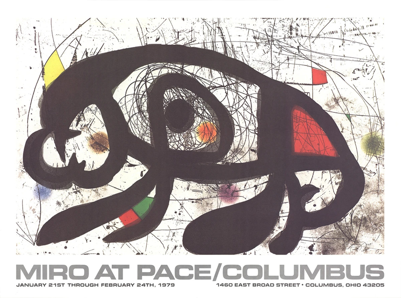 JOAN MIRO Shadows 25″ x 33.5″ Poster 1979 Surrealism Multicolor, Black & White,