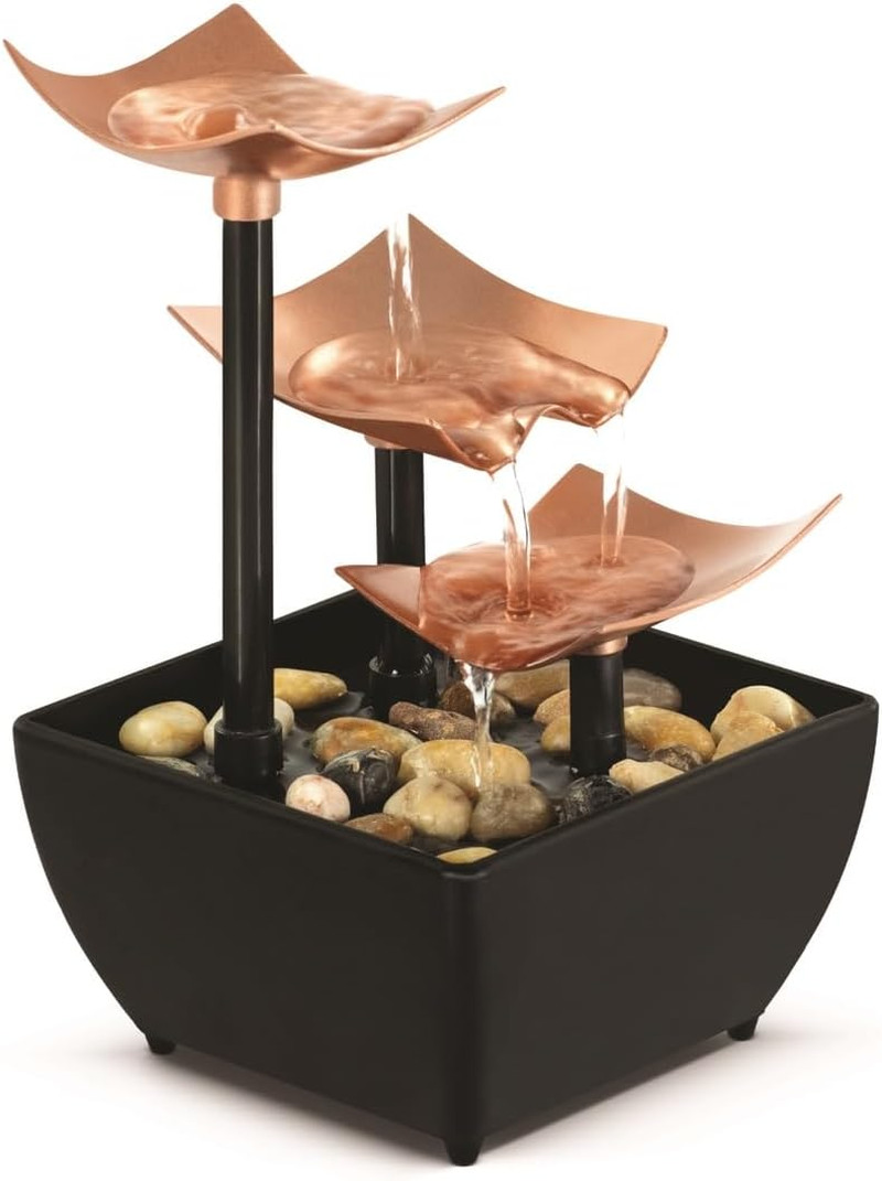 Homedics Tabletop Water Fountain, 3 Tier Indoor Waterfall Fountain with Natural