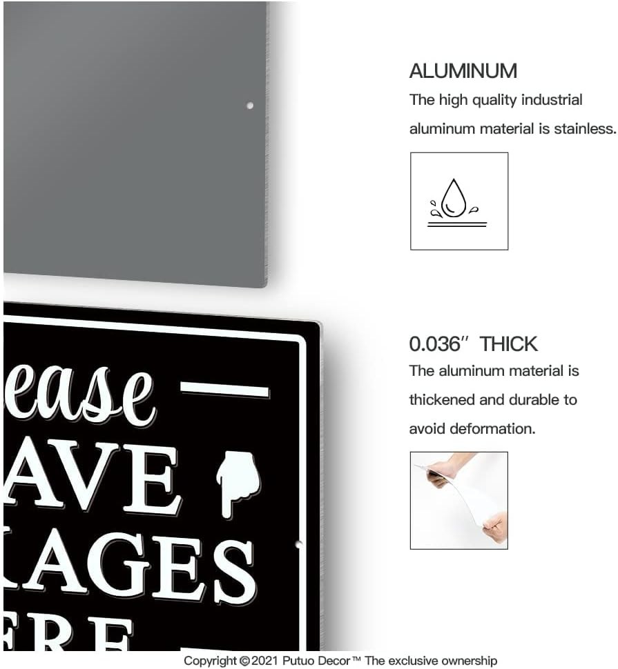 Please Leave Packages Here Metal Sign, 12×8 inches, 12 x 8 inch, TIN SIGN23