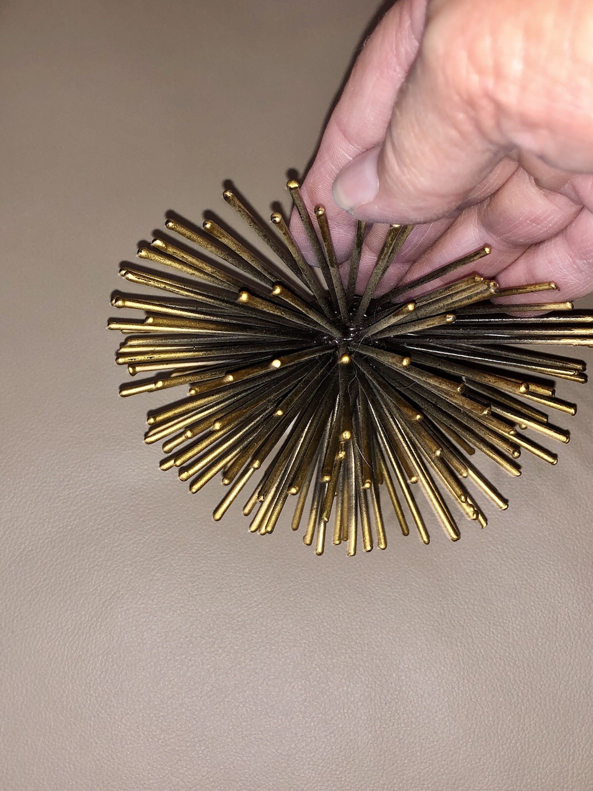 3 Gold/Black Starburst Metal Atomic MCM Style Sea Urchin Wall Hangings Decor