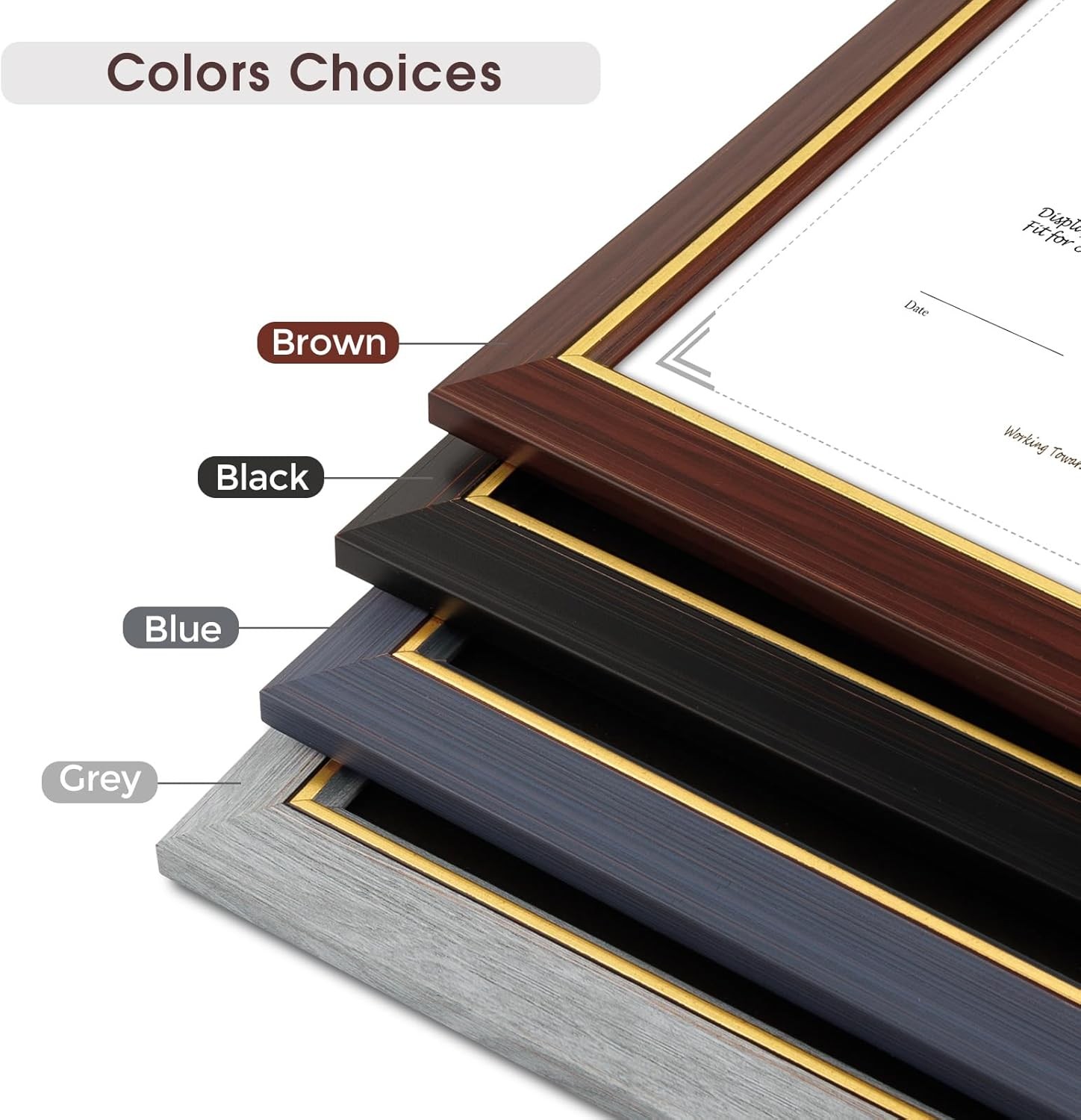 11×14 Diploma/Certificate Frame with Double Mat for 8.5×11 Document Real Glass