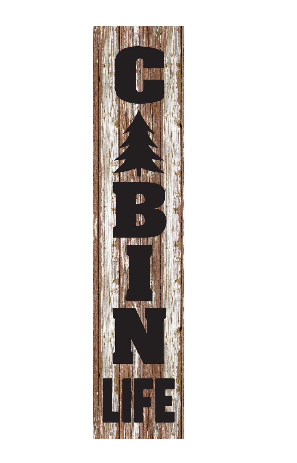 24 Inch (2 Foot Tall) Cabin Life Rustic Vertical Wood Print Sign Porch Sign Door