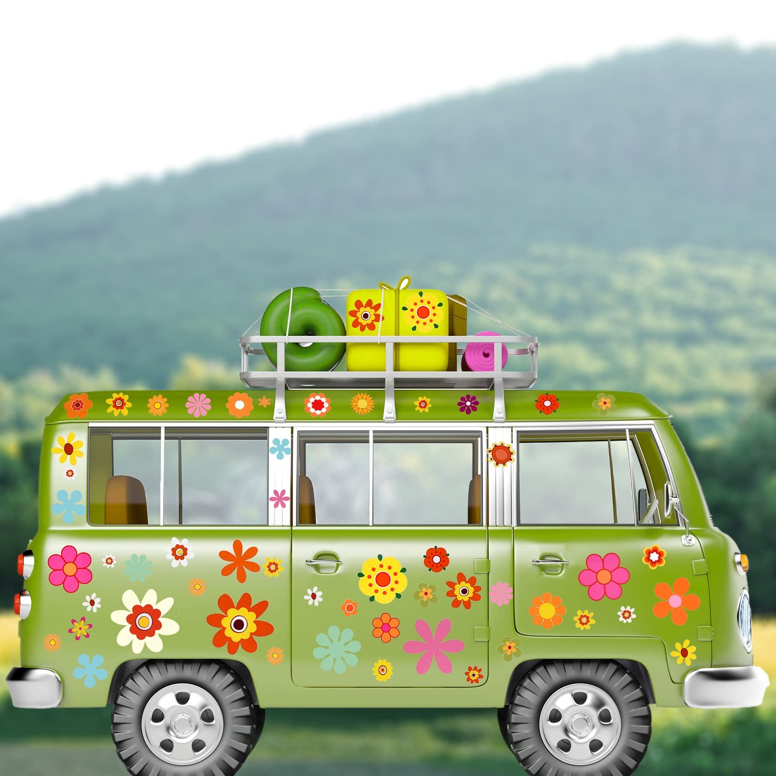 Daisy Stickers 135 Pcs Flower Car Decals 60’s Hippie Stickers Daisy Vinyl Ret…
