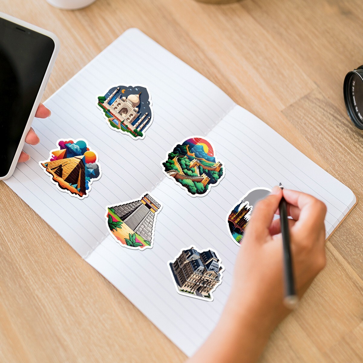 50 Pcs Stickers Iconic Landmarks Travel Trip Vacation Luggage Phone Car Fridge