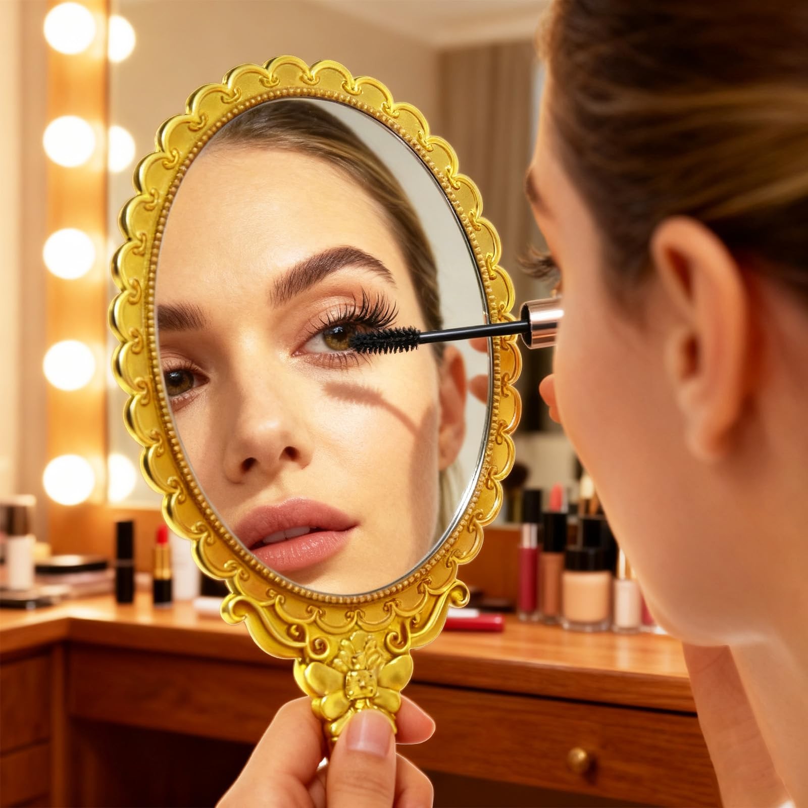 24 Pcs Vintage Handheld Mirror for Makeup with 9.8″ x 4.5″, 24 Pcs, Gold