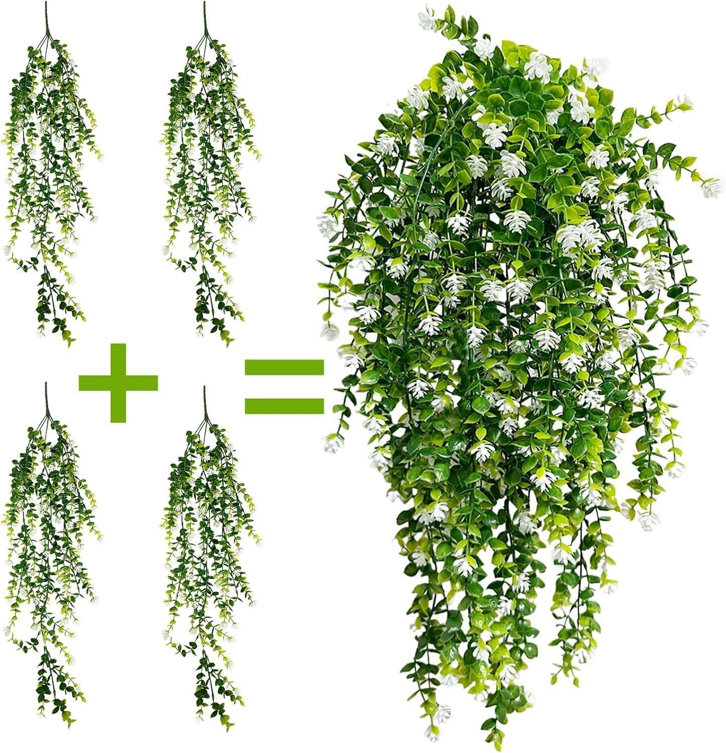 8pc Artificial Hanging Plant Fake Eucalyptus Leaf Vine Home Garden Outdoor Decor