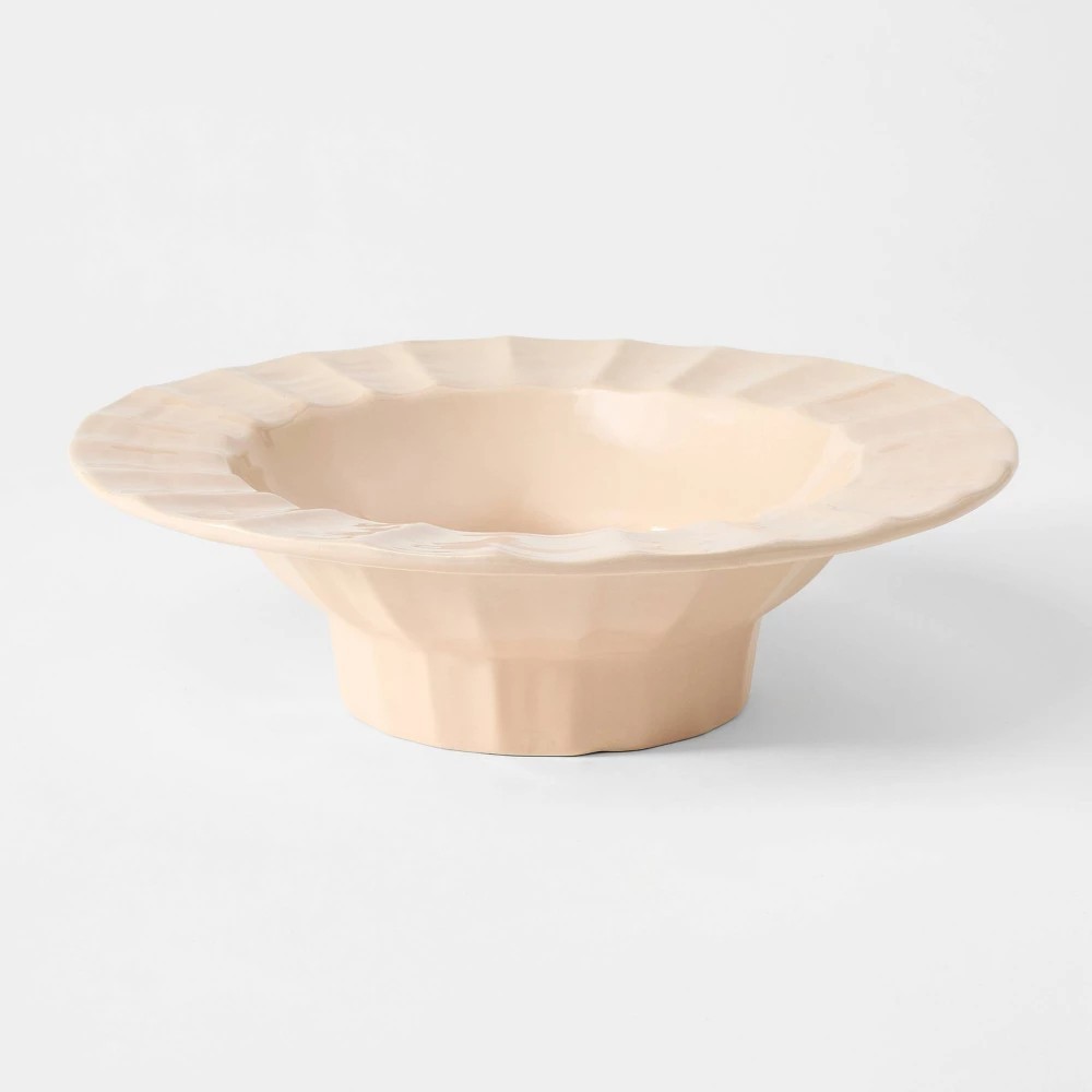 Threshold Studio McGee Pedestal Bowl Large Ceramic Beige Decorative