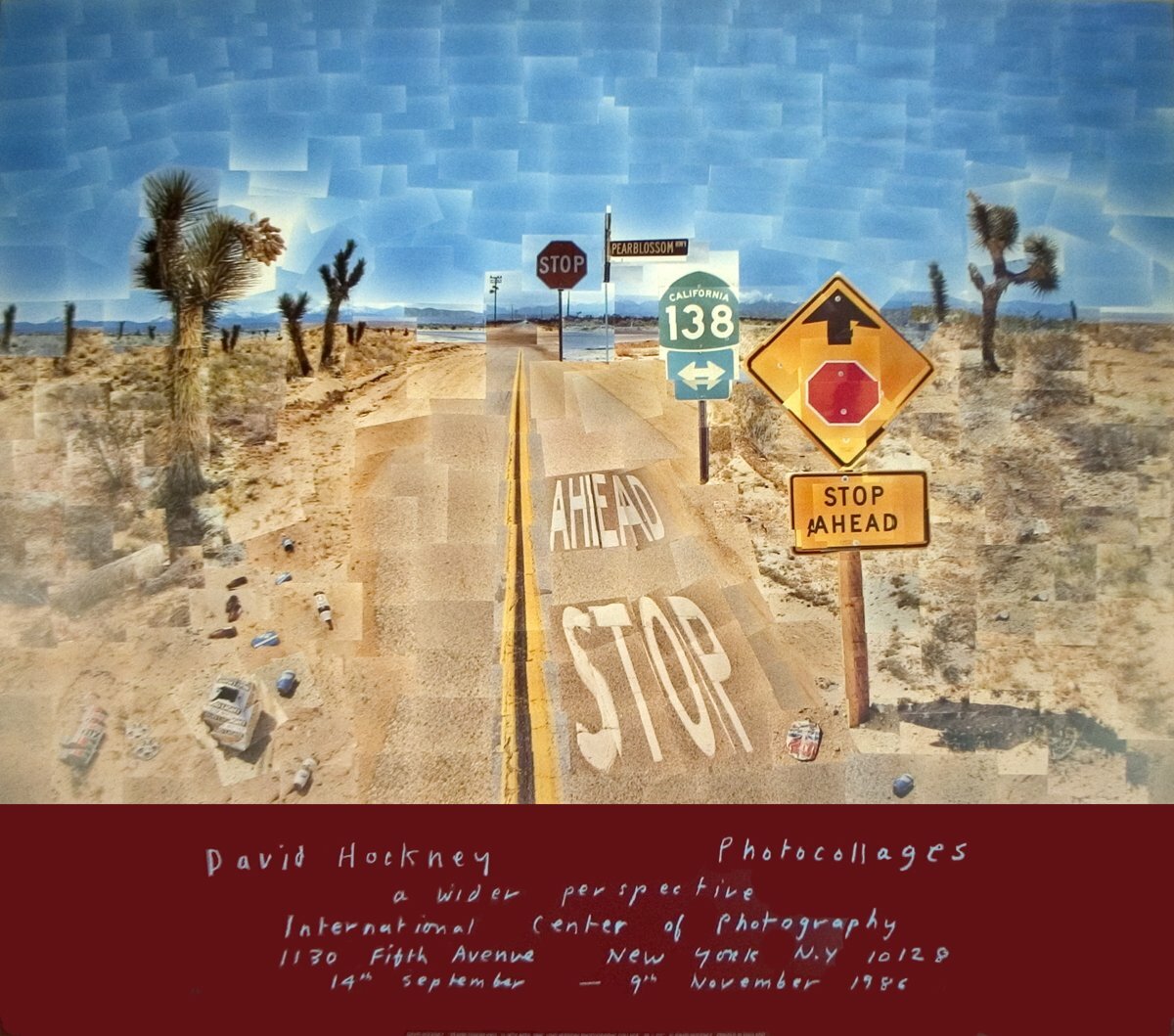 DAVID HOCKNEY Pearblossom Highway 32.25″ x 36.5″ Poster 1986 Pop Art Multicolor