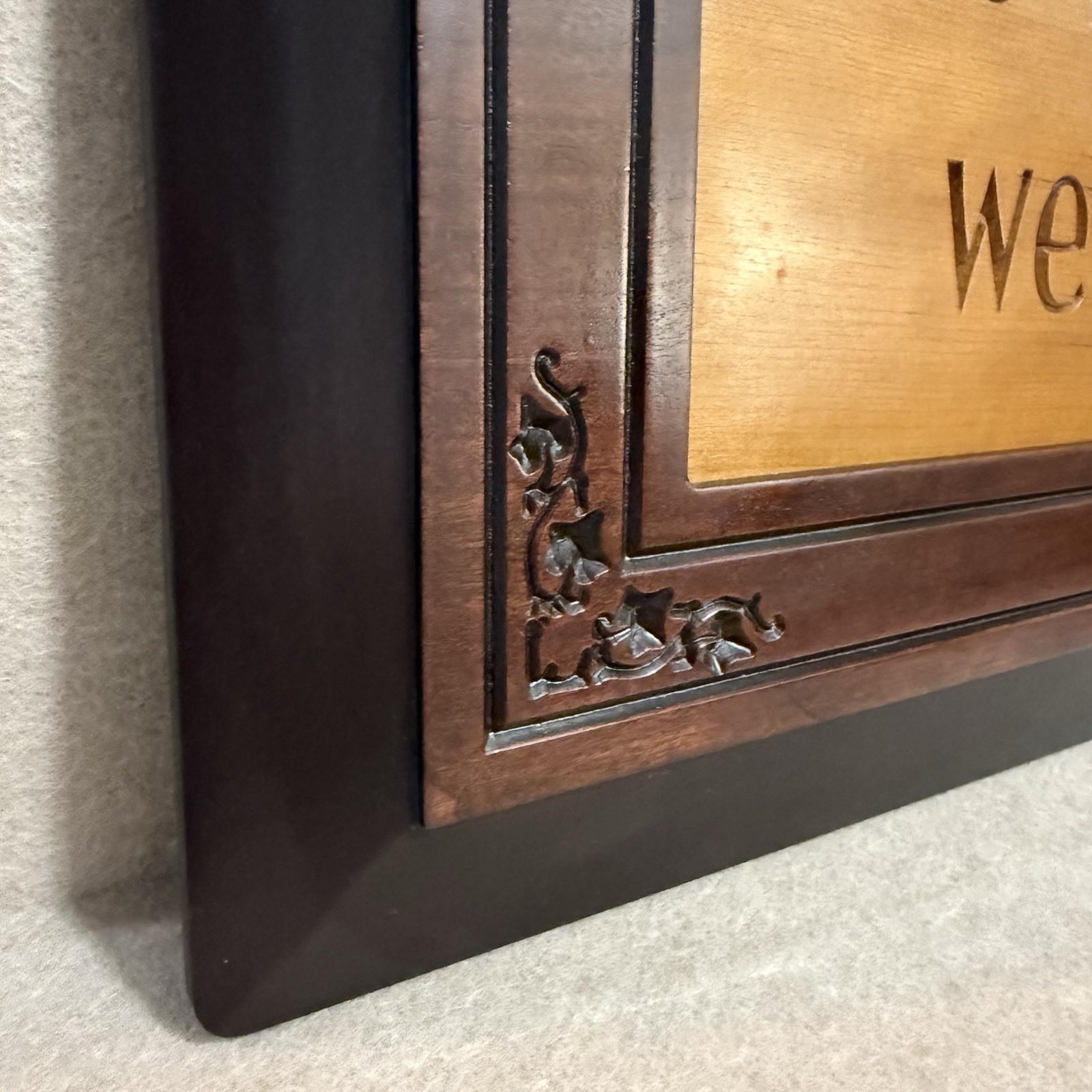 P. Graham Dunn 30” Wood Plaque “My House Will Serve Lord” Carved Wall Art Decor