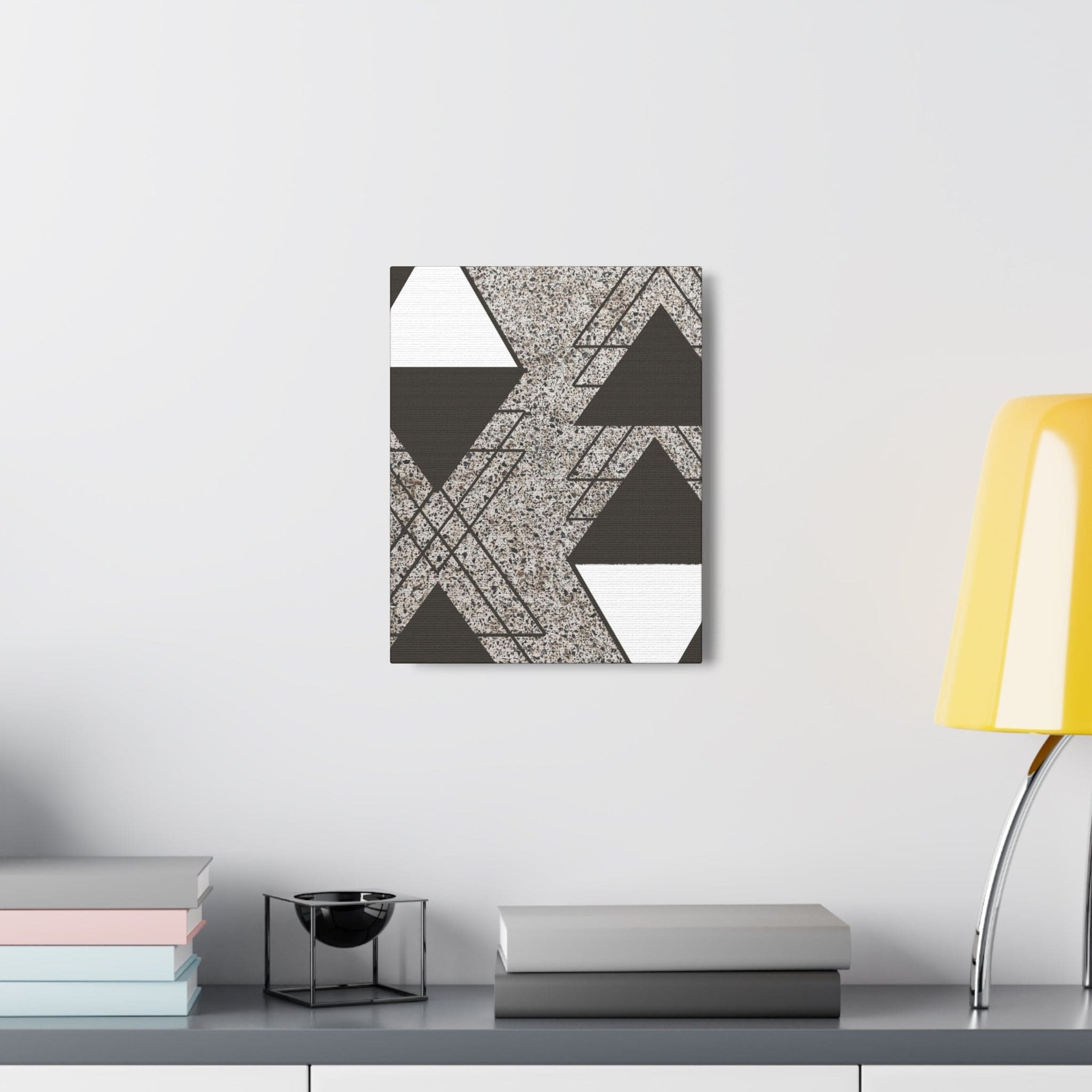 Wall Art Decor – Canvas Print Artwork – Brown and White Triangular Colorblock