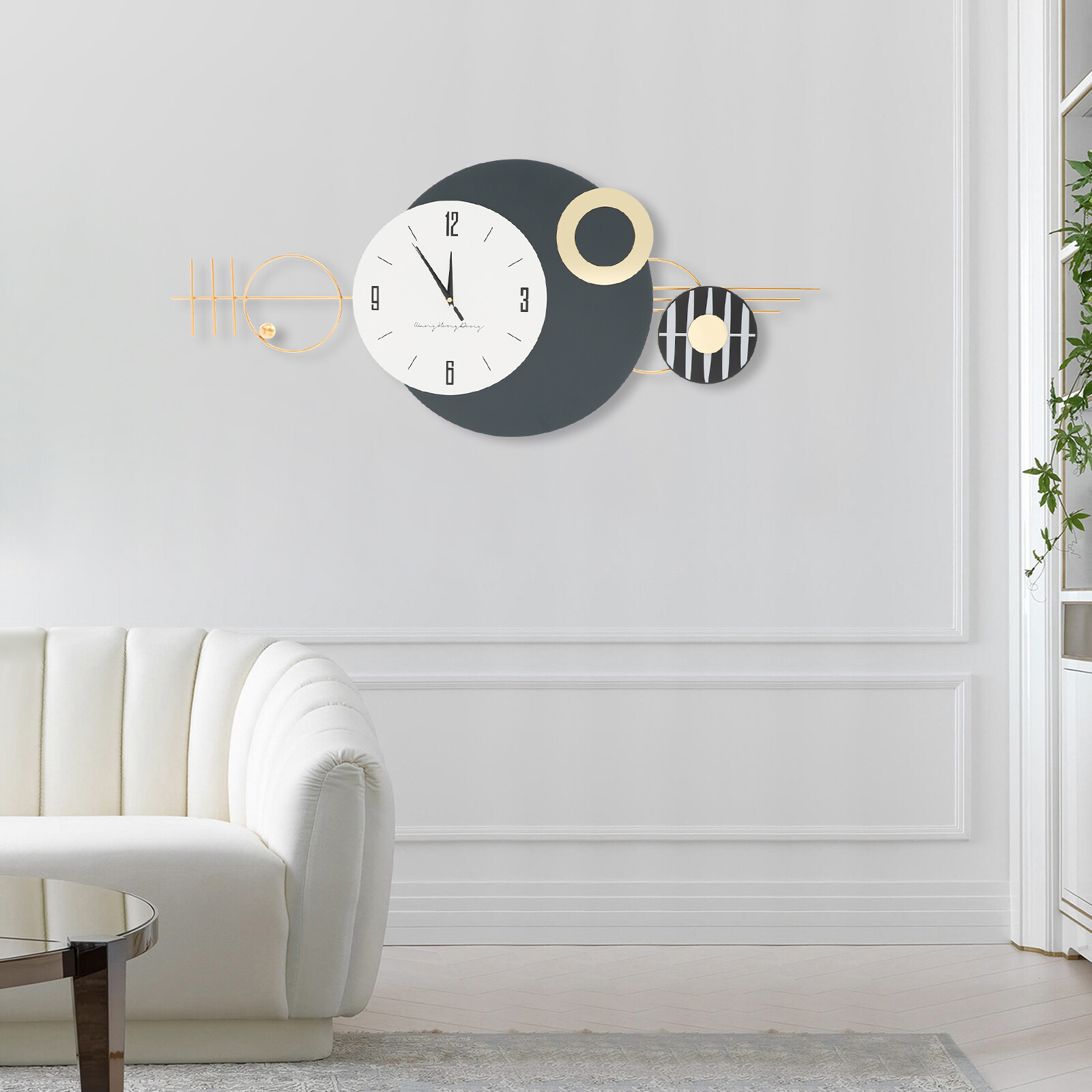 Wall Clock, Modern Decorative Art Clock, Battery Powered Metal Wall Decor Clock