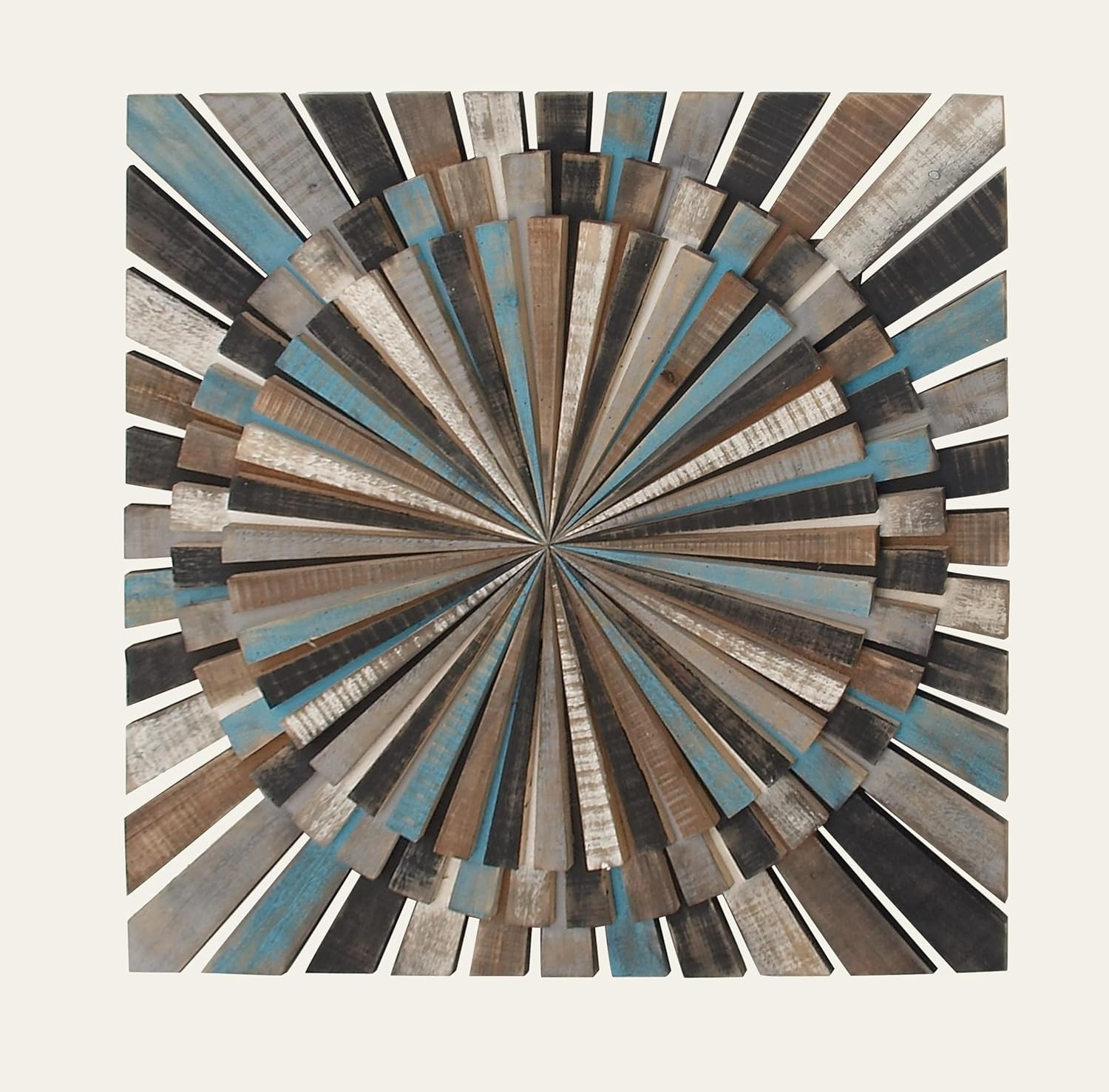Handmade Multi-Colored Wood Starburst Wall Art Sculpture 36″ x 36