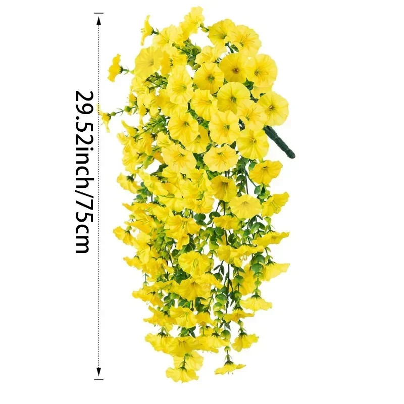 4PCS Artificial Morning Glory Vines UV Resistant Hanging Flowers Outdoor Decor