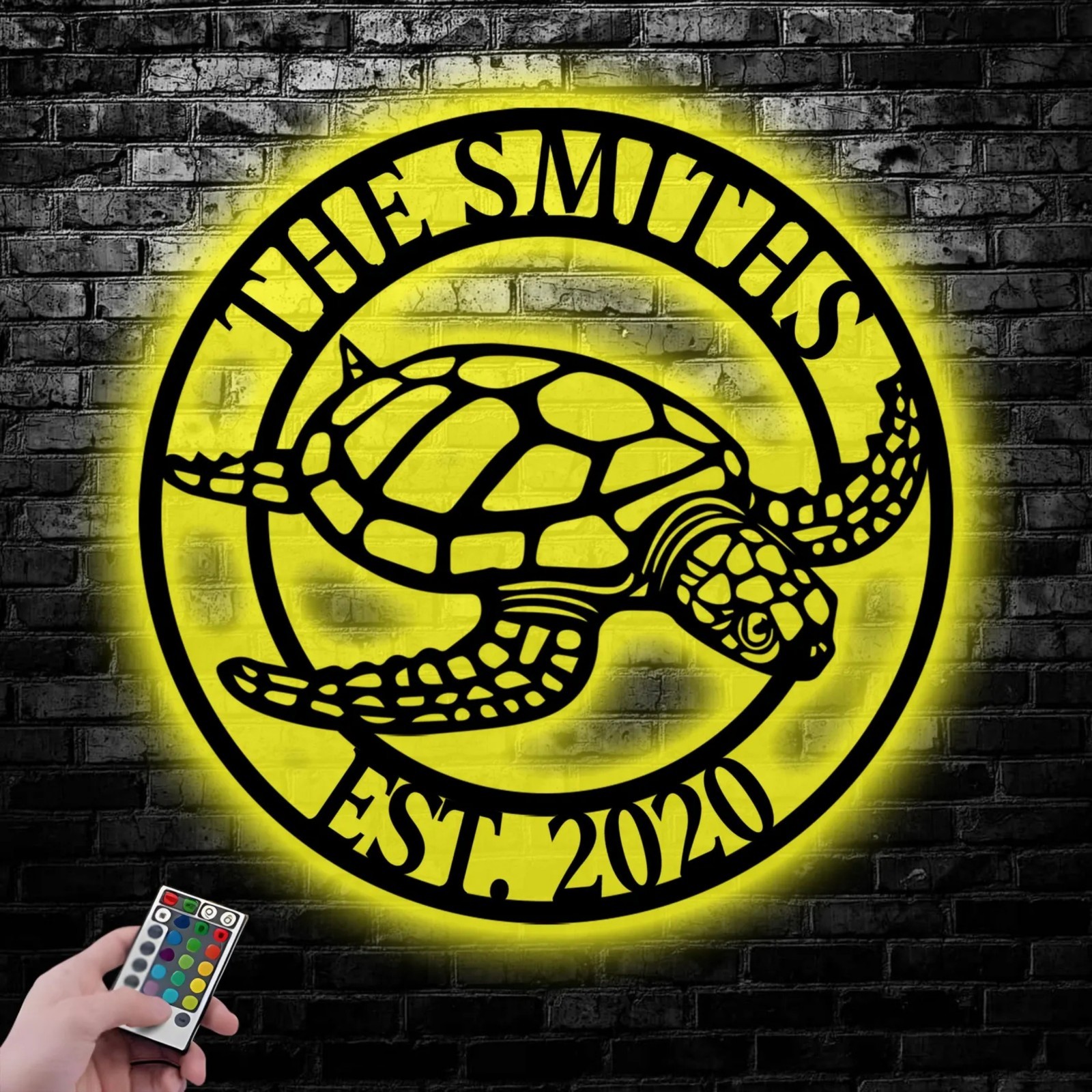 Custom Turtle LED Metal Sign, Personalized Turtle Name Decor