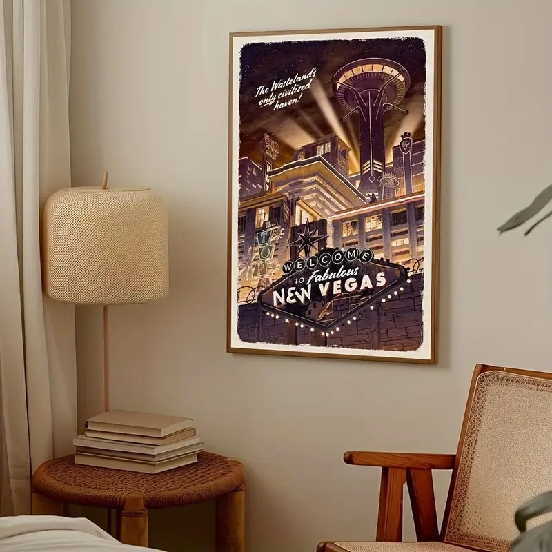 Fallout New Vegas Poster Vintage Video Game Art The Wasteland Wall Art, Noframe