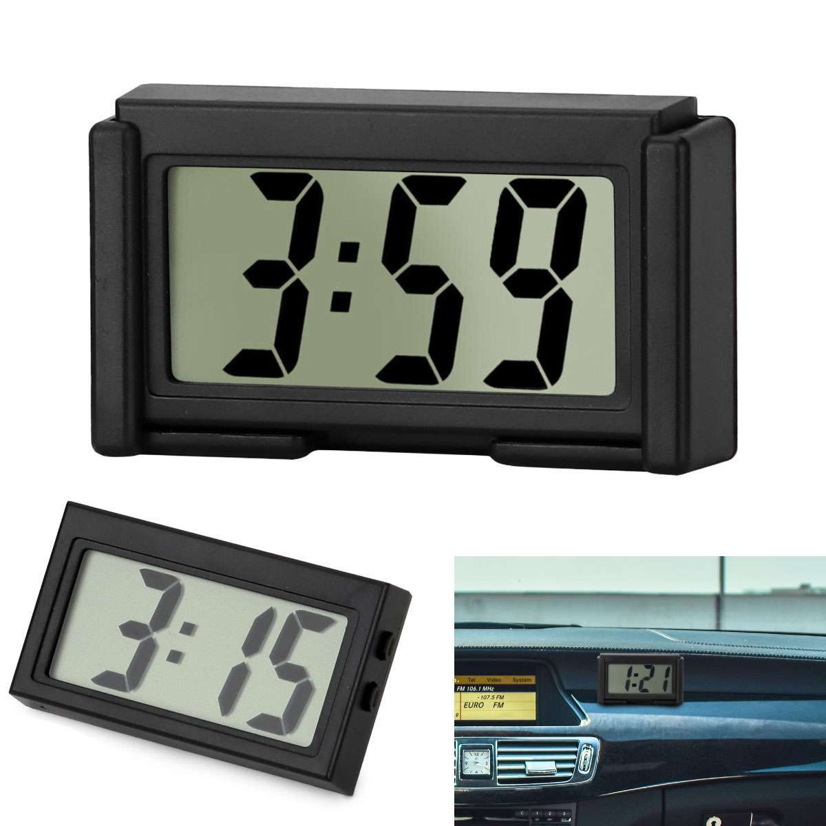 Portable Mini Car Dashboard Digital Clock for Vehicle Large LCD Time Screen