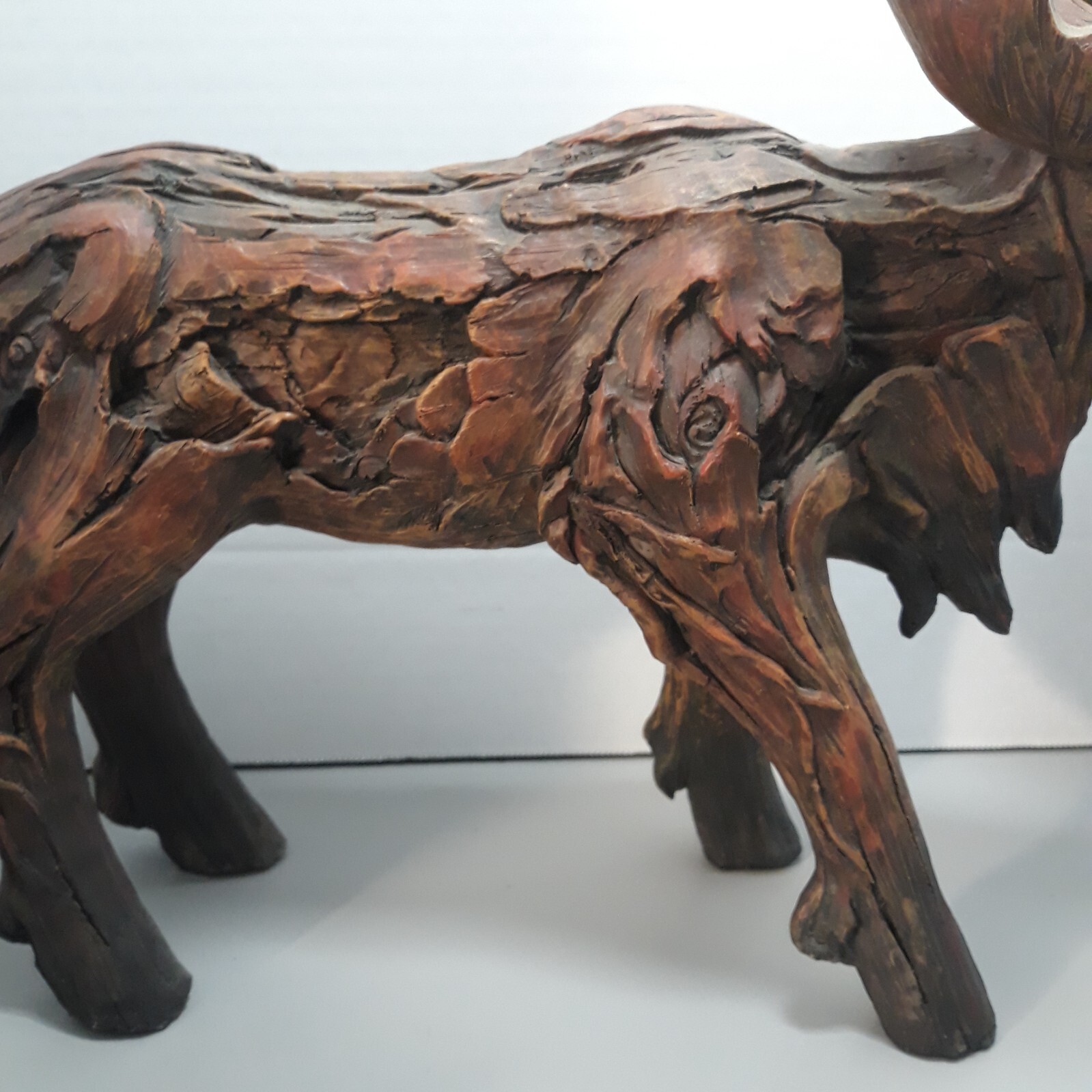 Large Rustic MOOSE Sculpture Mountain Lodge Lake Home Faux Wood Rural 14″ x 12″