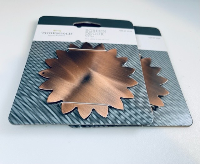 THRESHOLD SUN SCREEN DECOR BRONZE FINISH SET OF 2 MAGNET BACKED 3 5/8″ X 3 5/8″