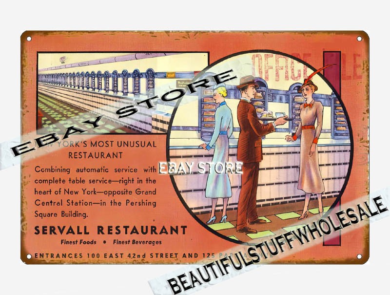 1930-45 Servall Restaurant New York tin sign bar accessory decor