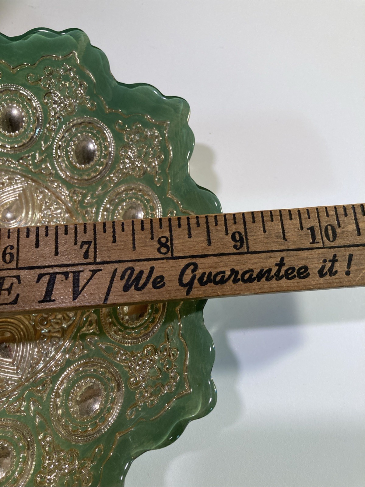 Vintage Glass Bowl With Teal Green & Silver, EFE GLASS 9” Turkish