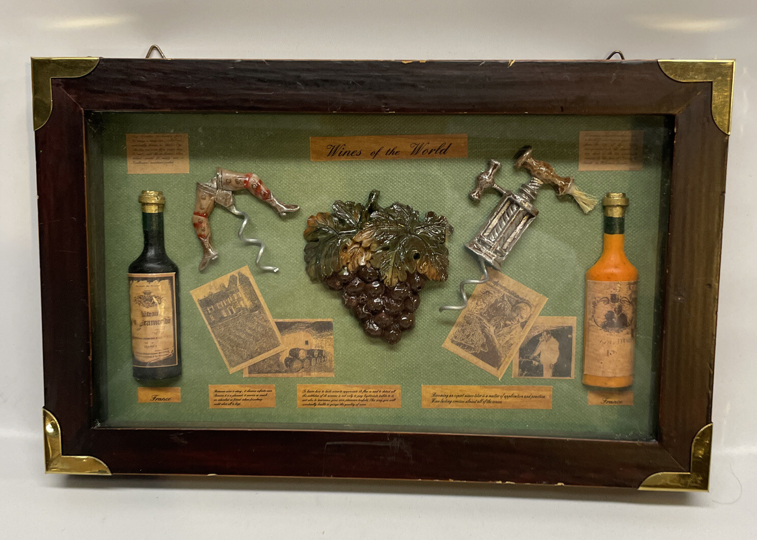 Italy Style Wines of the World Shadow Box Grapes Cork France Wall Decoration