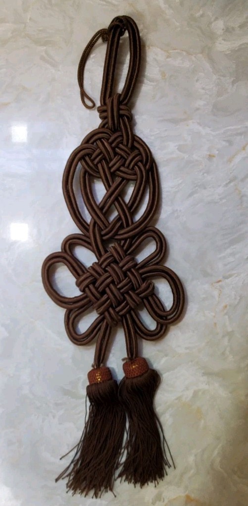 Macrame Asian Rope Tassel Wall Hanging Art Home Decor Boho Knots Brown