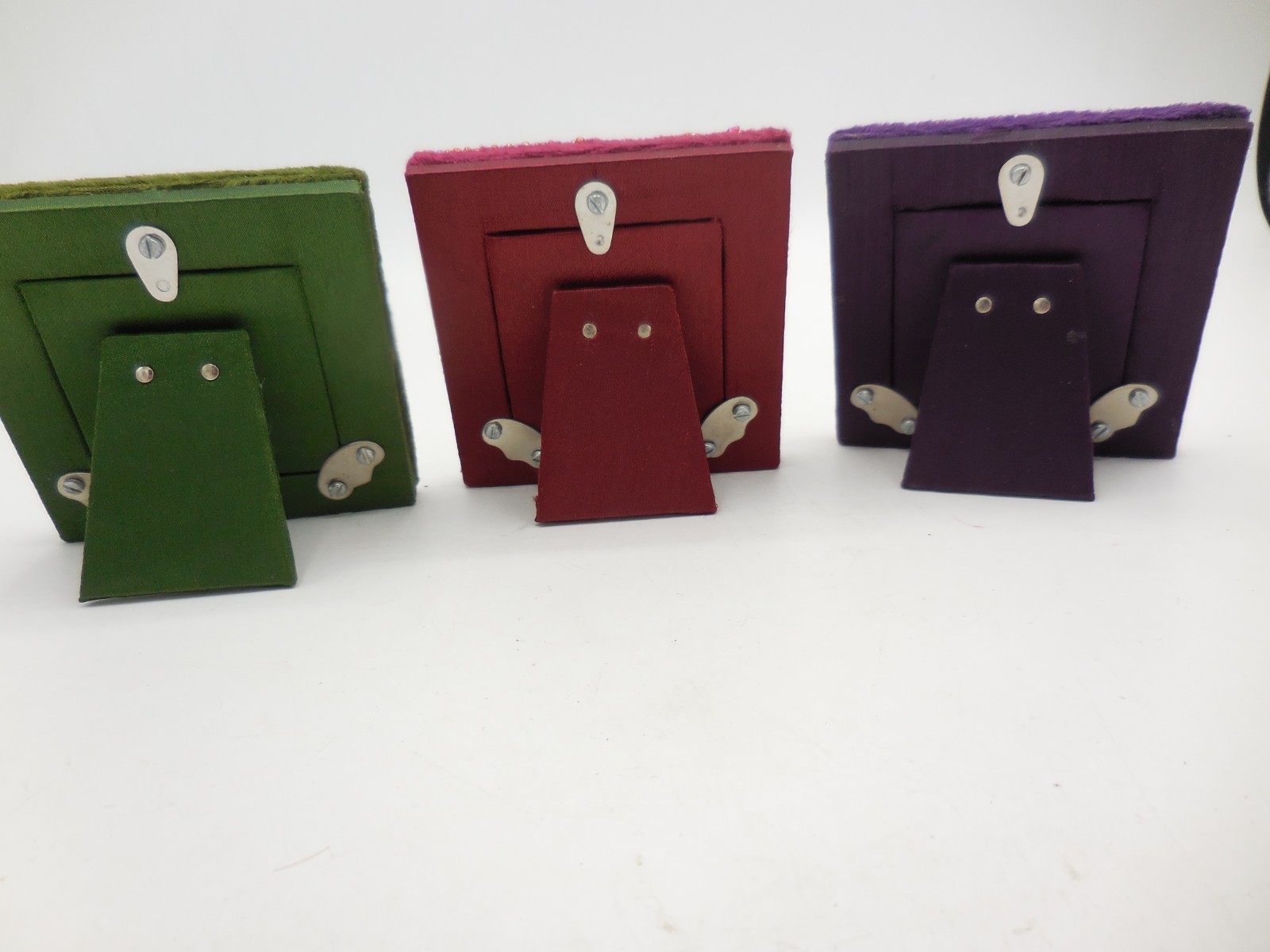 Set of 3 Pier 1 Imports Velvet and Bead Mini Photo Frames 3″ x 3″