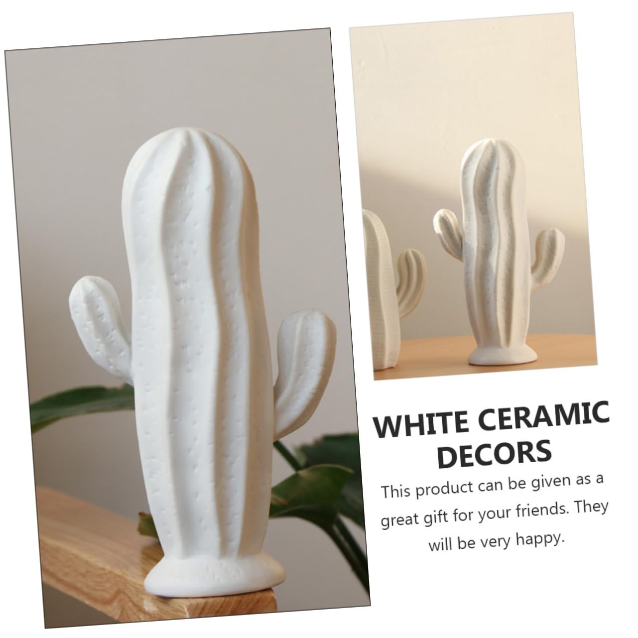 Ceramic Cactus Figurine Minimalist Cactus Statue Porcelian Collectible Art Sc…