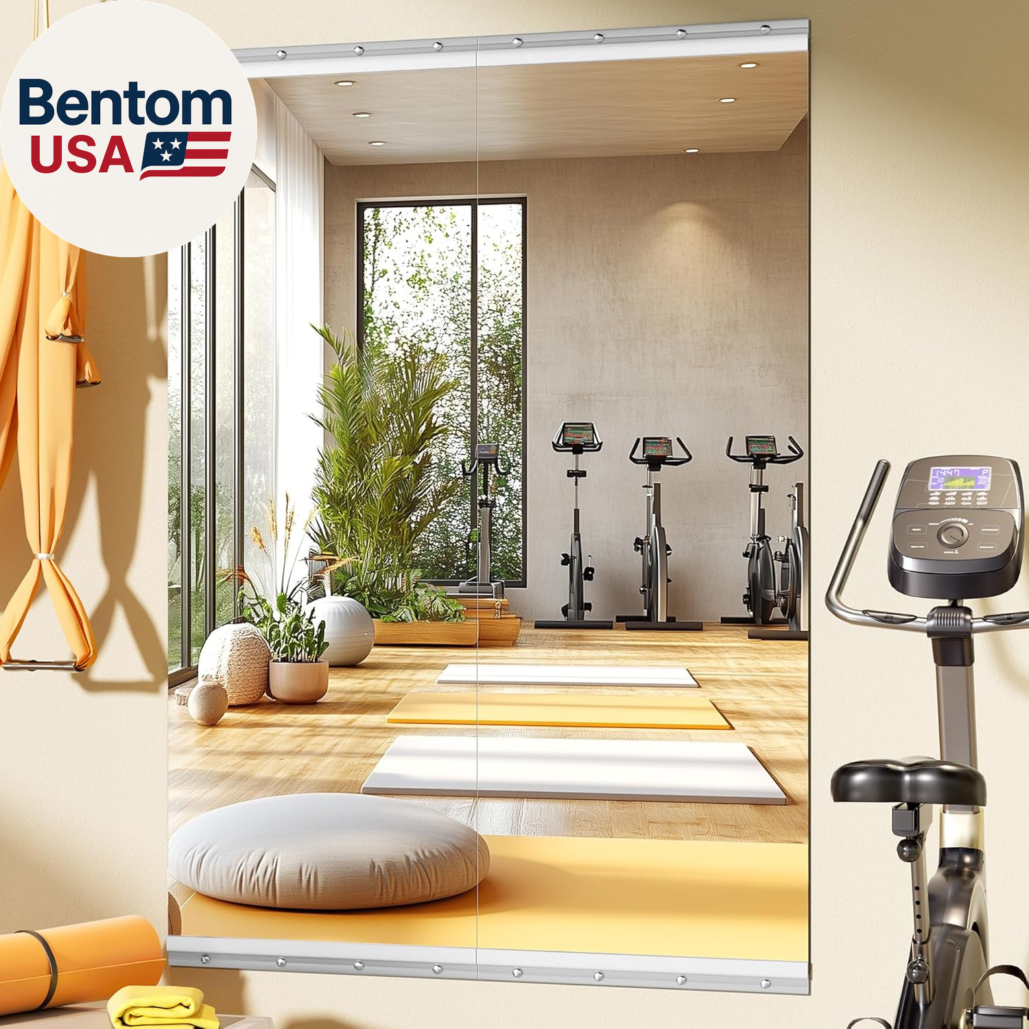Home Gym Mirror, 55″ X 21″, 2PCS Large Full Body Mirror for Yoga, Silver Framele