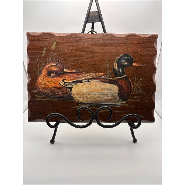 Vintage Handmade Wooden Duck Plaque