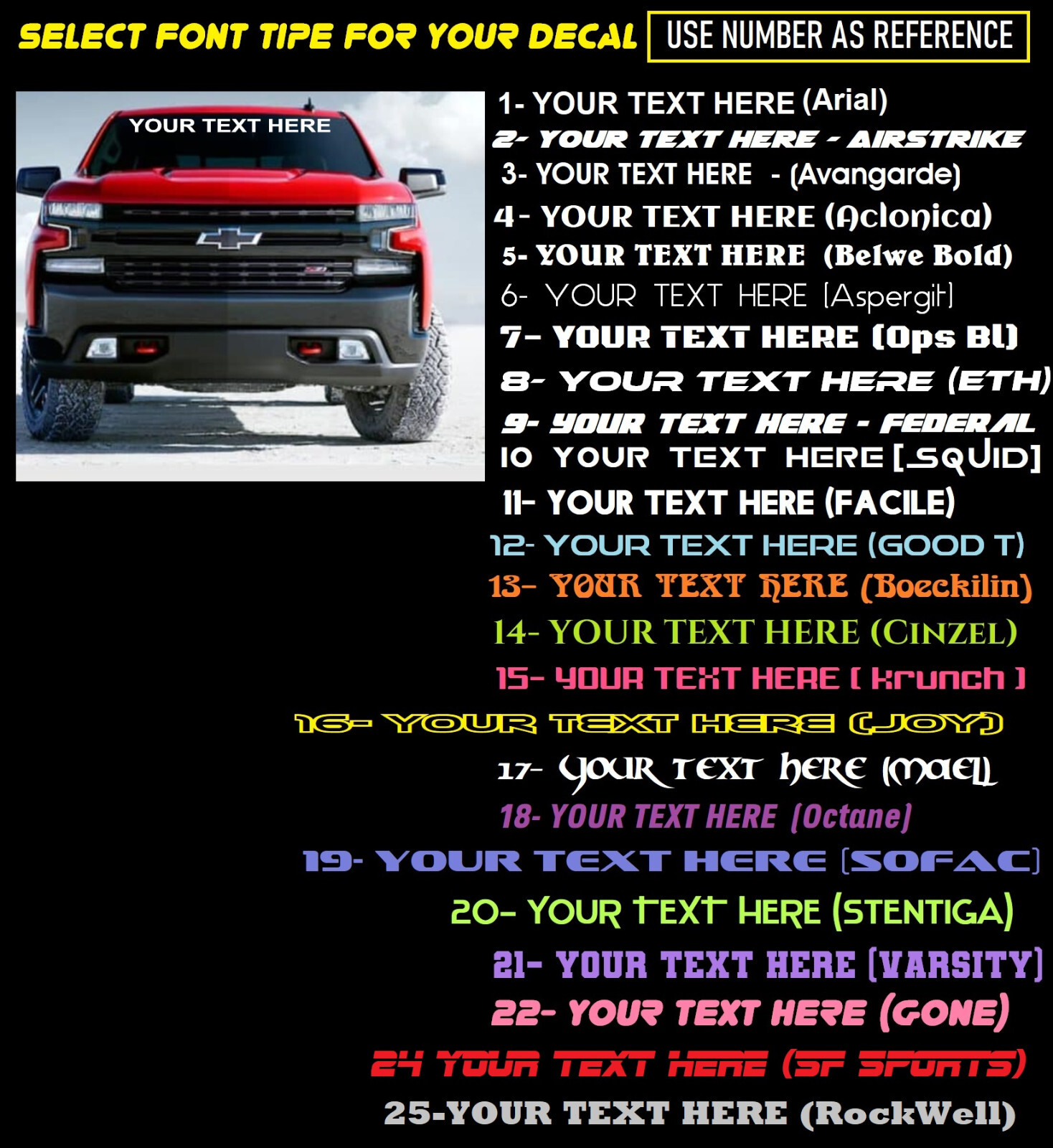 Custom Windshield Text Lettering Vinyl Decal Sticker Business Sign Truck,Car,Bus