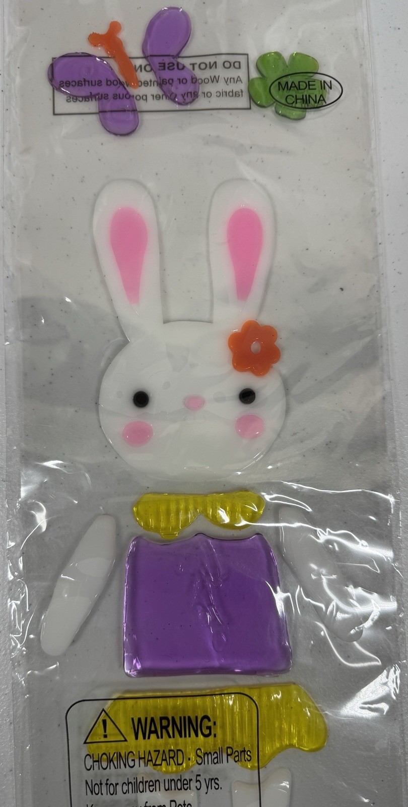 🍀 Easter Bunny Gel Window Clings Decals Set Spring Holiday Decor Refrigerator