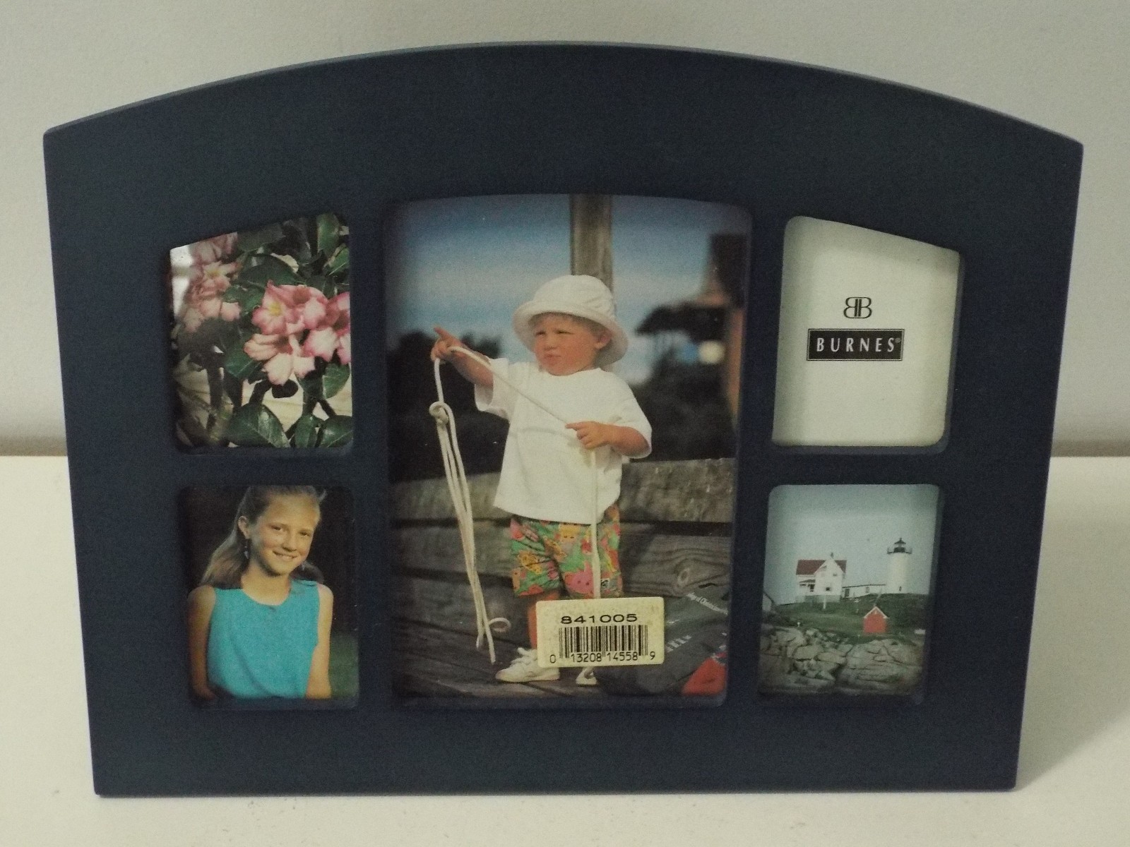 Burnes of Boston “Navy Blue” 5-Photo Freestanding Multi-Picture Frame w/Hang Tab