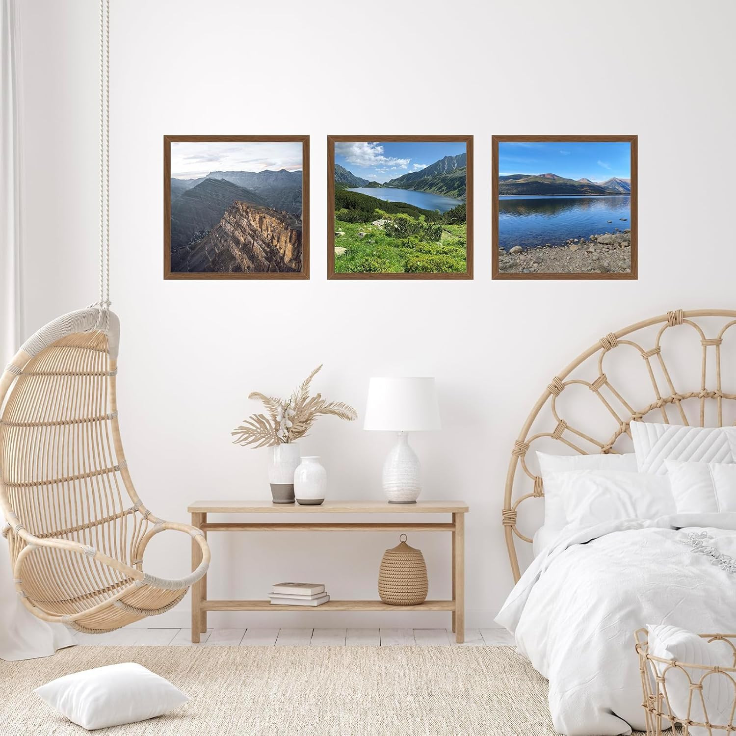 12×12 inch Picture Frame Horizontal and Vertical Formats for Wall Hanging, Brown