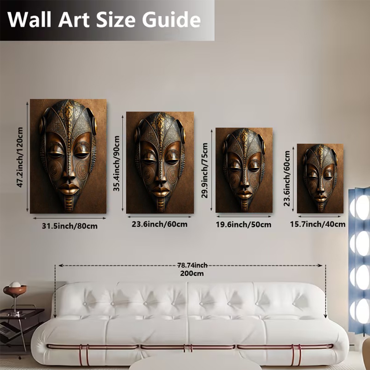 African Mask Canvas Wall Art Tribal Mask Print Afrocentric Wall Decor Ethnic Art