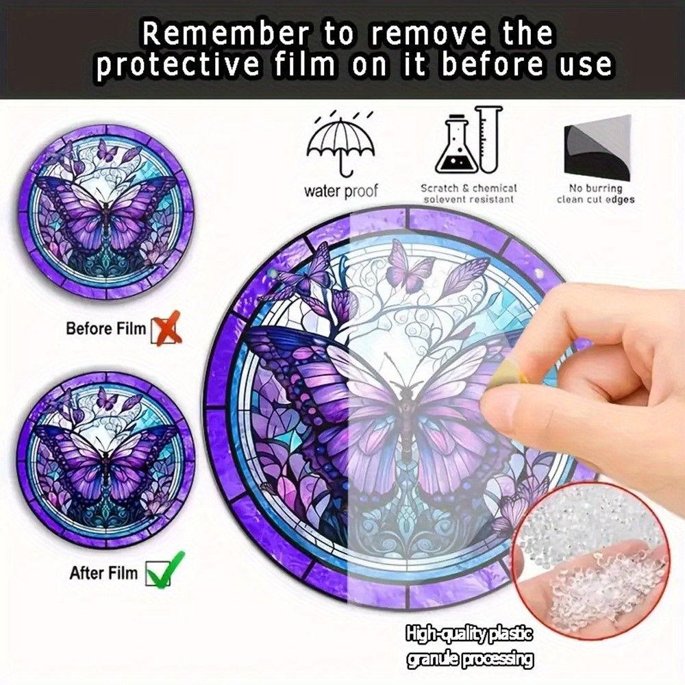 Acrylic Sun Catcher Purple Butterfly Colorful Hanging Decor for Home Garden Gift