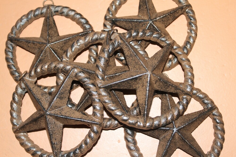 Barn Star Plaques for DIY Rustic Woodworking Projects, Metal – 4 7/8 inch – W-26