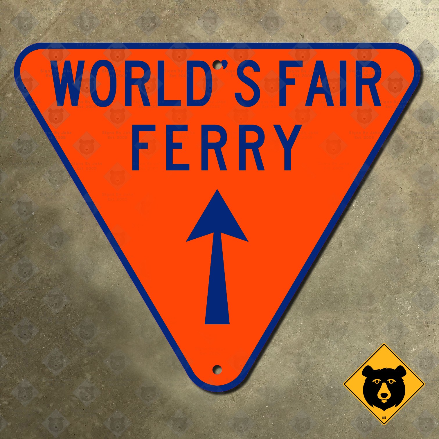 New York City World’s Fair Ferry highway marker road sign 1964 16×13