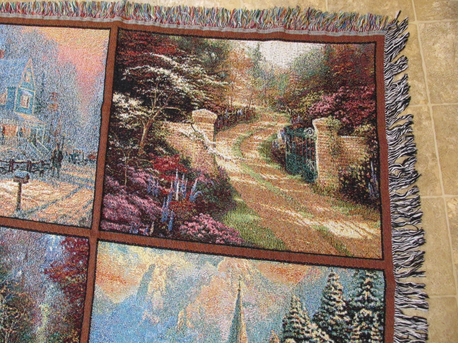 Thomas Kincade Painter of Light Tapestry Throw Blanket Seasons 52 x 62