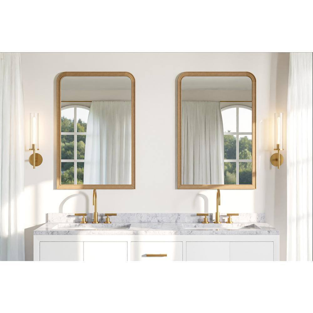 24 In. W X 36 In. H Rectangle Bonnevaux Natural Pine Wood Finish Wall Mirror – R