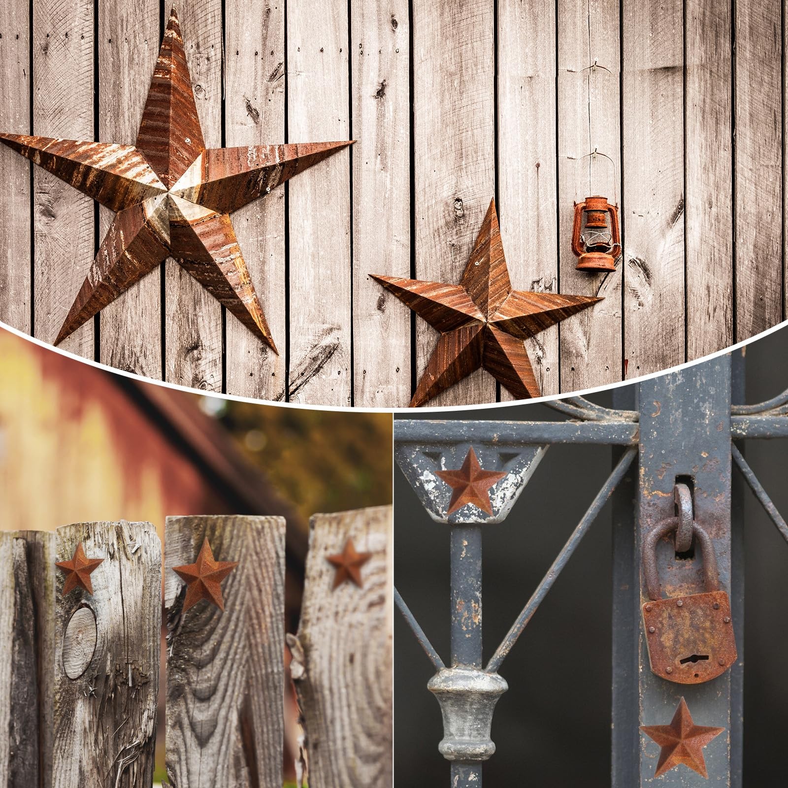 40Pcs Mini Metal Rusty Barn Stars, Antique Rustic Decor Craft Accents Two Siz…