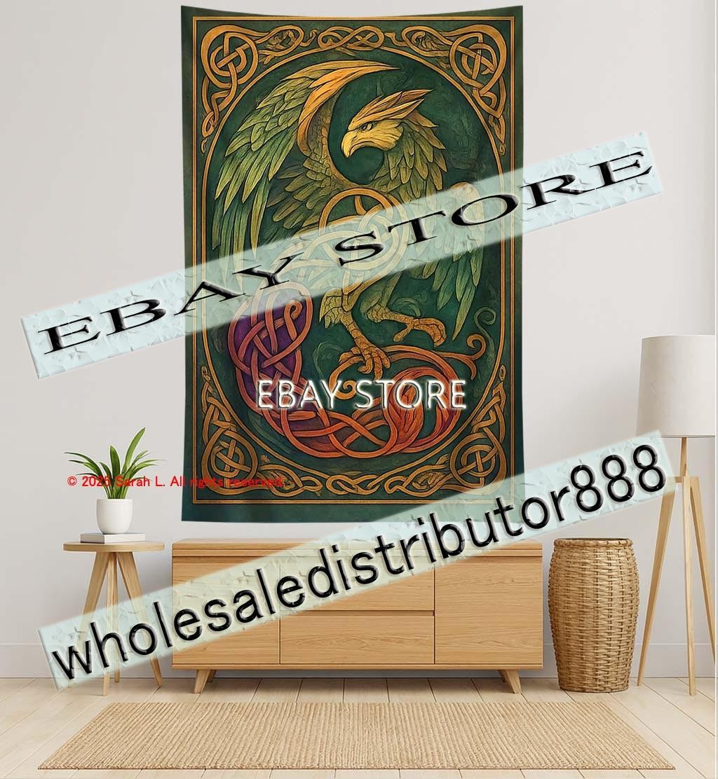 Celtic Griffin Guardian Art Tapestry symbol bedroom decor 59X82 in