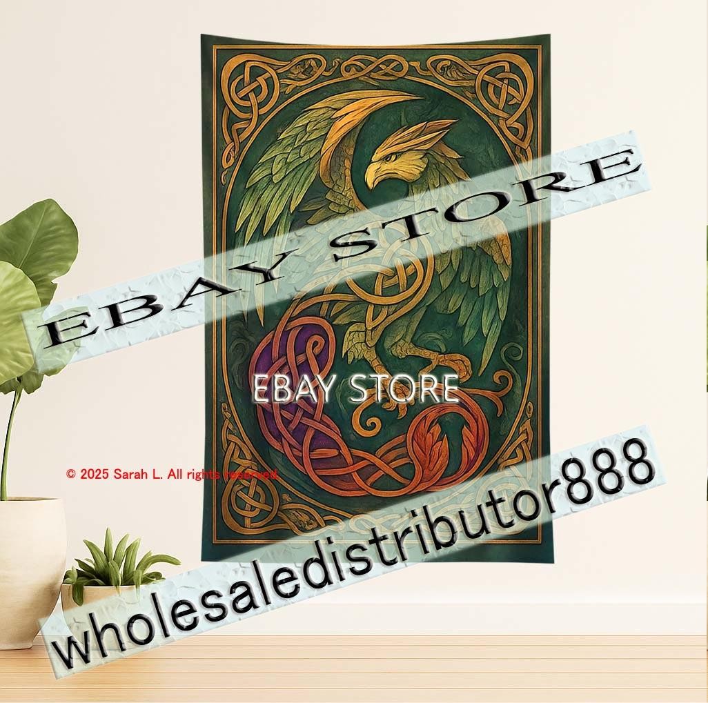 Celtic Griffin Guardian Art Tapestry symbol bedroom decor 59X82 in