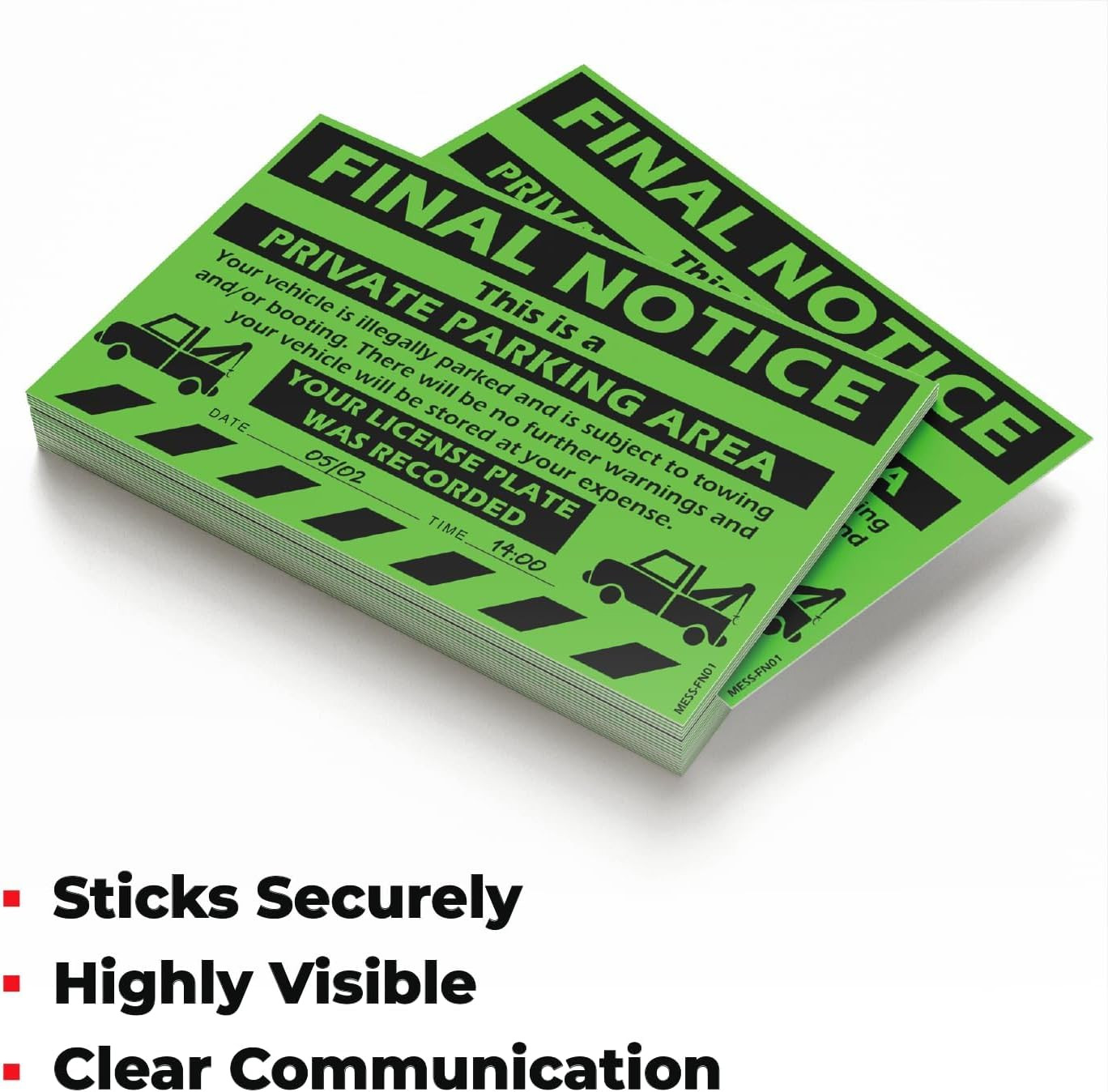 100 Parking Violation Stickers, 8X5 in – Super Sticky Final Notice Warning Labe